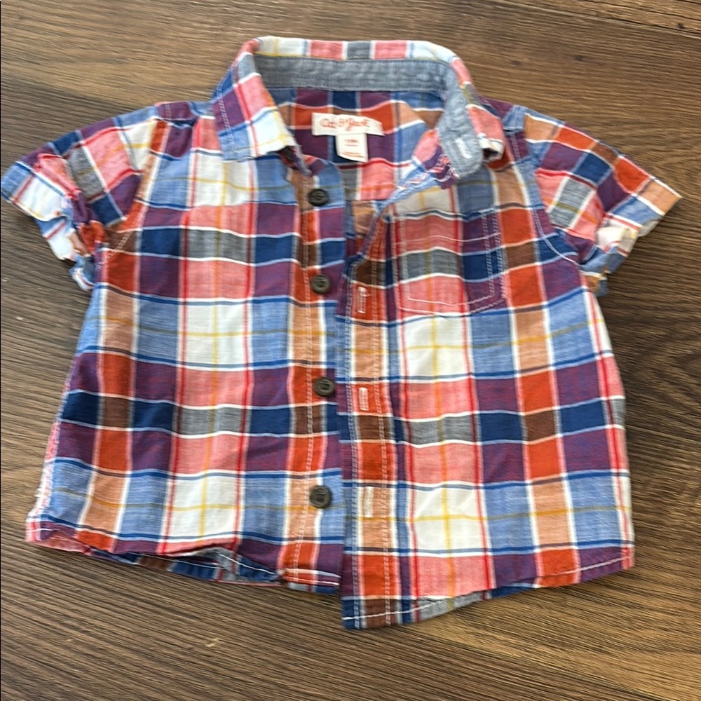 Cat & Jack Red and Blue Plaid Button Down Shirt